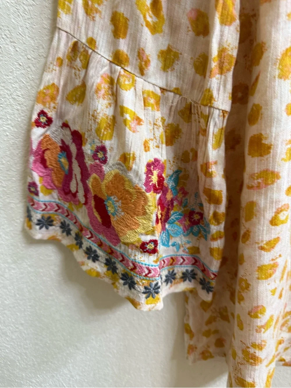 Savanna Jane Cream Tunic with Pink, Yellow & Teal Floral Embroidery - Picture 5 of 10